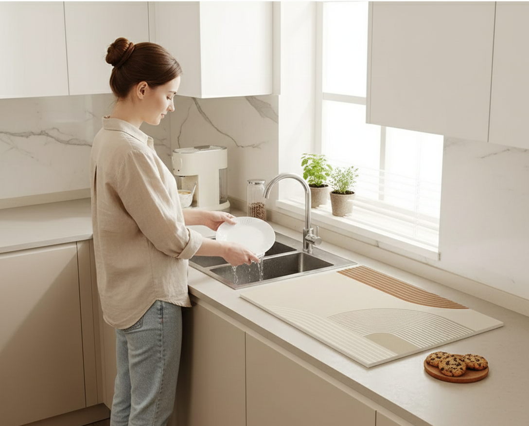 tapis de séchage minimaliste en diatomite