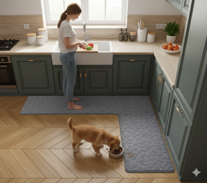 solid color flannel absorbent kitchen floor mats household l shaped non slip foot mats bathroom mats door mats