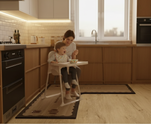 tapis en forme de l pour cuisine moderne